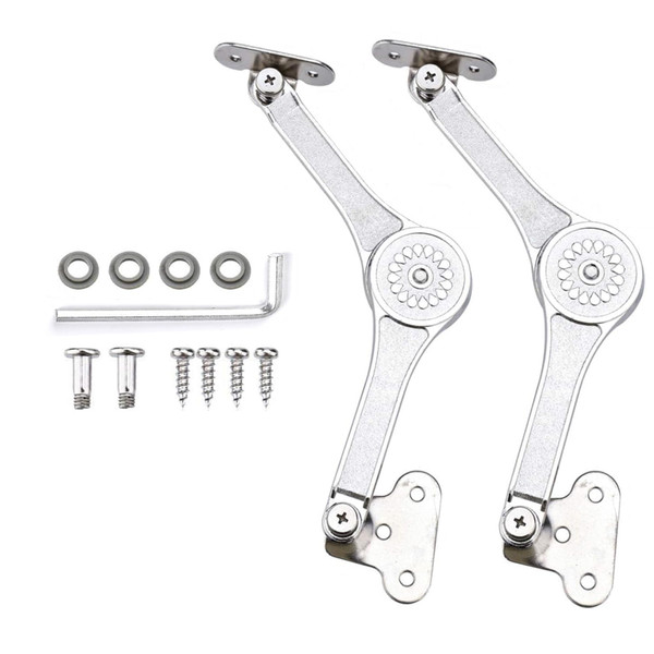 Lid Support Hinge, Heavy Duty Lid Stay Hinges Folding Lid Support Hinge for Cabinet,Closet,Wardrobe or Toy Box, Slided Down The Flap Lid Fupport Without Smashing Fingers (SYT-09 2PC)