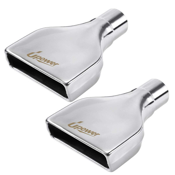Upower Pack of 2 Exhaust Tip 2.25" Inlet 2" x 6" Outlet 10" Long Rolled Rectangle 304 Stainless Steel Exhaust Tailpipe Tips fits Chevy Camaro Style