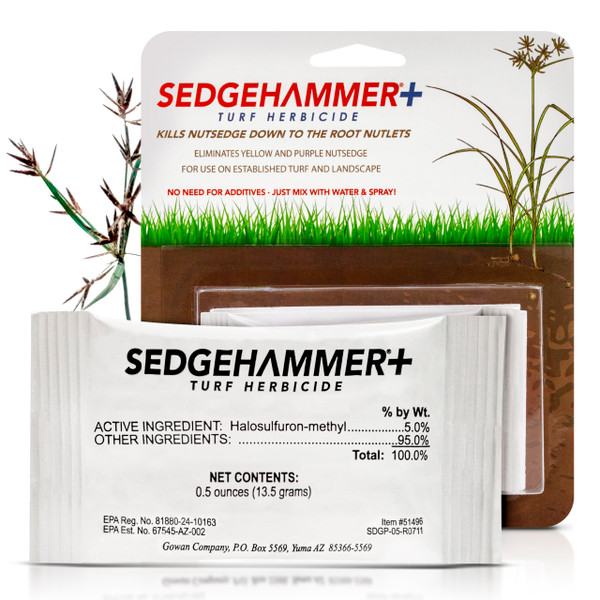 Sedgehammer Plus Turf Herbicide - 12 Pack of 13.5 Gram Purple & Yellow Nutsedge Killer for Lawns with Pre-Mixed Surfactant - Lawn & Pet Safe Weed Killer Mix for Residential Use