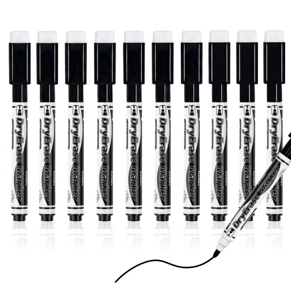 Autoau 10 pcs Whiteboard Markers, Magnetic Whiteboard Pens