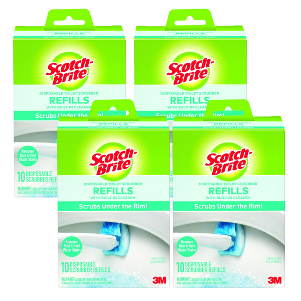 Scotch-Brite Disposable Toilet Scrubber Refills – 10 Count Refill Pads (Bleach-Free Cleaning with Pumice, Fits Scotch-Brite Toilet Scrubber System)