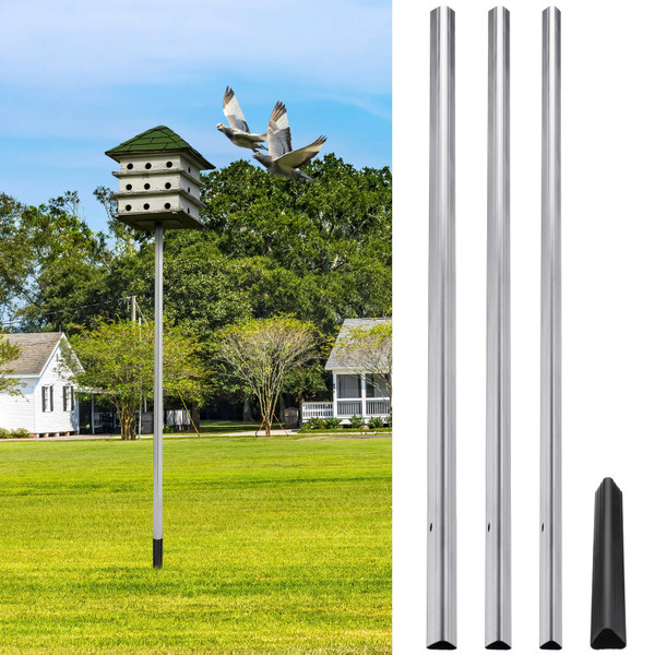 Tandefio 15 ft Telescoping Purple Martin House Pole with Ground Socket Heavy Duty 3-Section Telescoping Pole Purple Martin Bird House Heavy Duty Accessories(1 Pcs)