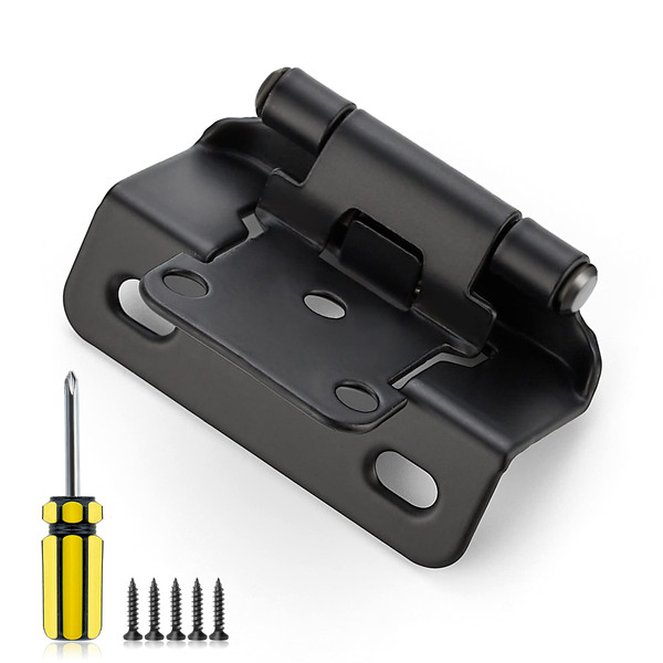 Ravinte 50 Pack 25 Pairs 1/2 inch Overlay Kitchen Cabinet Hinges Self Closing Door Kitchen Semi Wrap Around Hinge for Face Frame Cupboard Matte Black Face Mount Cabinet Hardware