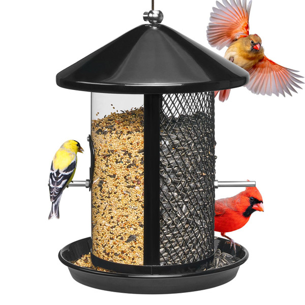 Kingsyard Metal Bird Feeder for Outdoor Hanging - Chew Proof Bird Finch Cardinal Feeder with Dual Chamber of 4 lbs Capacity for Bluebird, Antique Copper