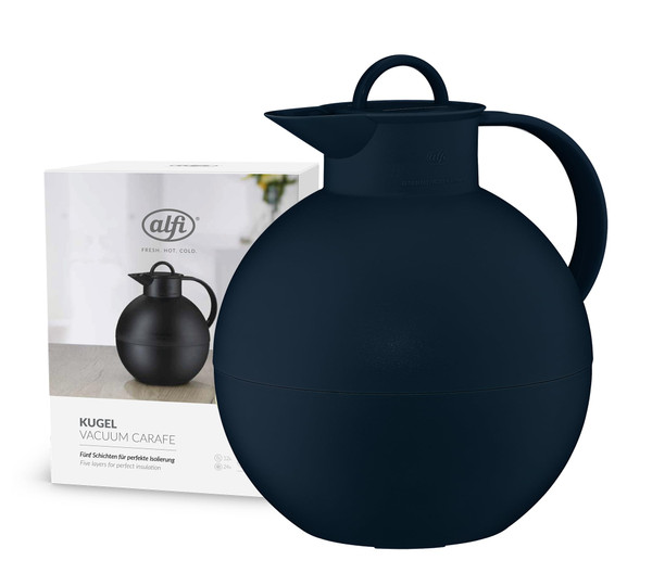 Alfi Kugel Isoleerkan Donkerblauw Mat 940ml Thermos, 0.94L, Glass (inner), Stainless Steel (outer), Premium Insulation: Hot for 12 Hours, Cold 24 Hours