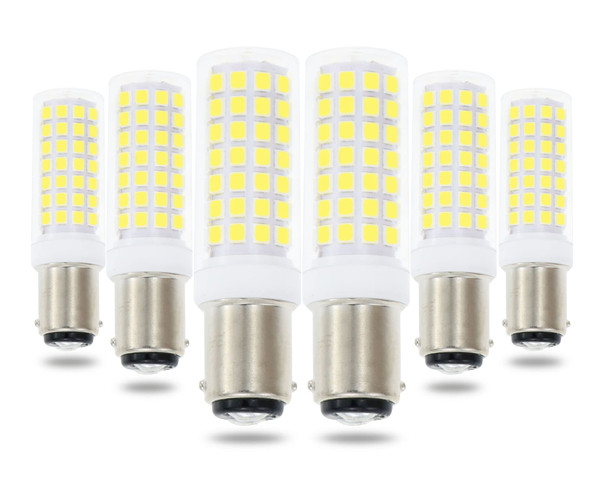 Lamsky BA15D Led Bulbs 6W Dimmable 120V,B15 Double Contact Bayonet Base,Daylight White 6000K,60W JD Type T3/T4 Halogen Equivalent Replaces for Pendants Ceiling Fans Sewing Machine Light(6-Pack)
