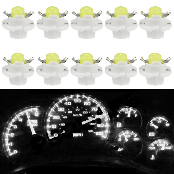 GLOFE 10Pcs T5 B8.4D 5050 Instrument led bulb Instrument Gauge Cluster Speedometer Dashboard Panel LED Light Bulbs Kit Replacement for 2002 2003 2004 2005 2006 Ram 1500 2500 3500, B8.4D White Lights