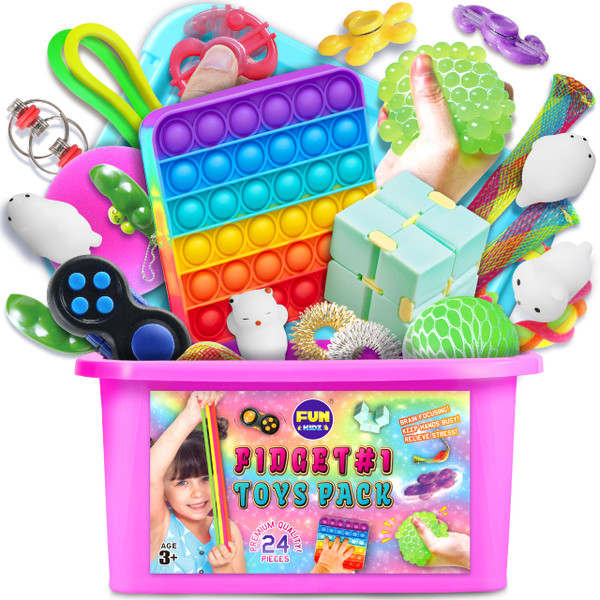 Fidget Box for Girls Boys, FunKidz Mystery Sensory Fidget Pack Toys for Stress Relief Kids Party Favors Gift Classroom Prizes Travel Camping with Portable Case Fidget Box for Girls Boys, FunKidz Mystery Sensory Fidget Pack Toys for Stress Relief Kids Party Favors Gift Classroom Prizes Travel Camping with Portable Case