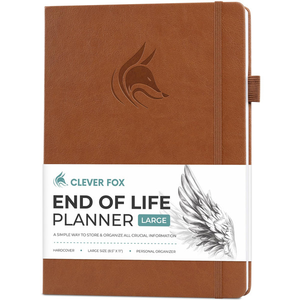 Clever Fox End of Life Planner – Final Arrangements Organizer for Beneficiary, Will Preparation, Last Wishes & Funeral Planning, A4 (Brown)