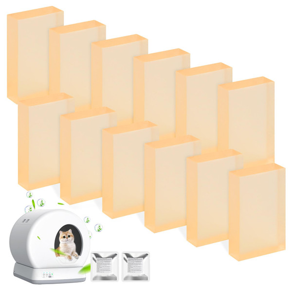 12 Pack Litter Box Deodorizer Compatible with MeoWant MW-SC01/MW-SC02/MW-SC03/ MW-SC09 Self-Cleaning Cat Litter Boxes, 360° Odor Lock Cat Toilet Odor Eliminator Gel