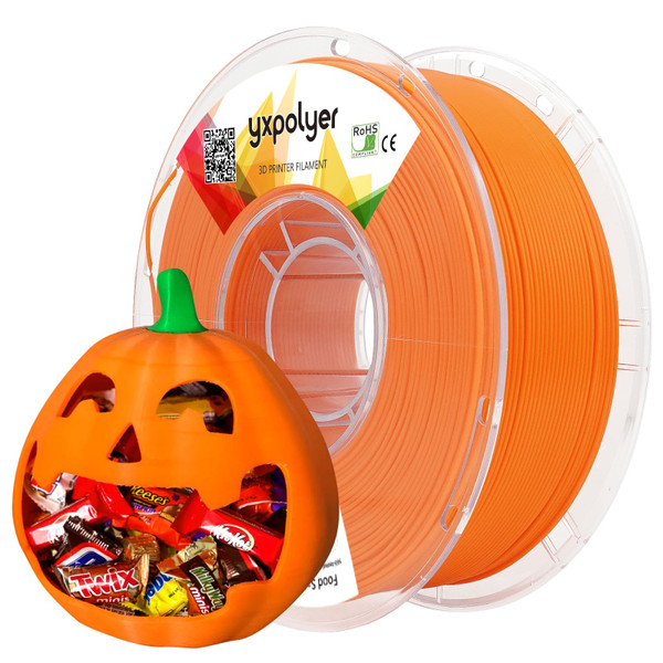 YXPOLYER PLA+ Filament Food Safe PLA Plus Food-Grade 1.75mm 3D Printing Filament 1kg 2.2lbs with PC Reusable Spool fit AMS System and Most FDM 3D Printers, Orange