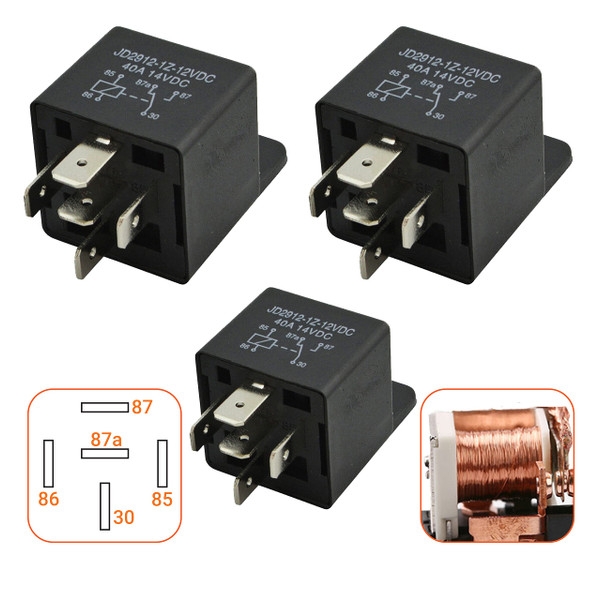 MQparts 3 Pcs 00432101 5-Pin 12V 40A Multi-Purpose Relay Heavy Duty Relay - Replaces 430-300 AYP 109748X Ariens 00432101 Hustler 026237 Exmark 98-7249 1-643275 Ariens EZR1440 EZR1540 EZR1640
