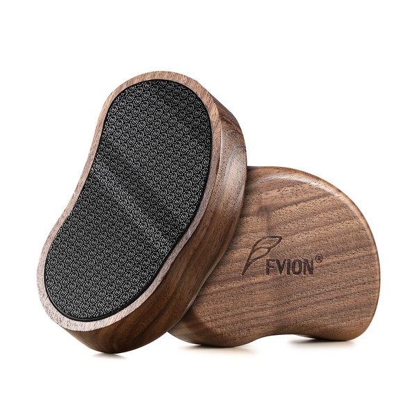 FVION Nano Glass Foot File with Bamboo Handle - Foot Scrubber Dead Skin Pumice Stone for Feet - The Ultimate Gentle Pedicure File Feet Callus Remover (Brown)