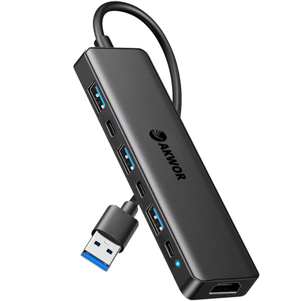 USB 3.0 to HDMI Adapter, USB 3.0 Hub with HDMI 1080P, USB-A&C Data & Power Ports, Docking Station Extender for Monitor, PC, Laptop, Desktop Support Windows 7/8/10 & Mac OS
