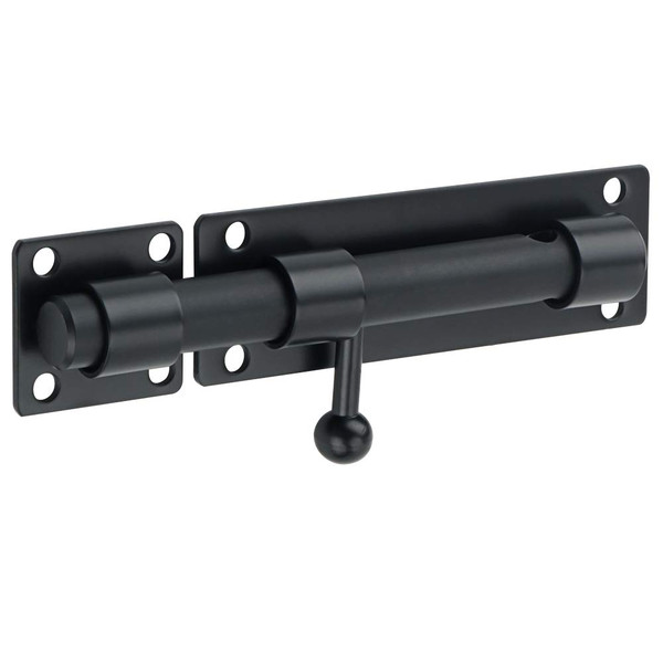 Alise 6 Inch Heavy Duty Slide Bolt Latch, SUS304 Stainless Steel Barrel Bolt Lock, Safety Door Lock for Wooden Fence/Barn Door/Outdoor Fence/Shed Door Matte Black MS8000-B