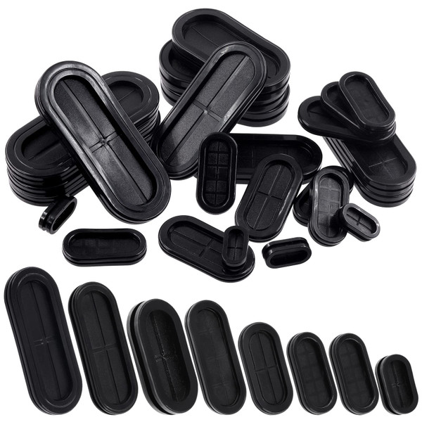 Glarks 10Pcs 1/2" x 1-1/16" - 13 x 27mm Oval Closed Rubber Grommet, Drill Hole Double-Sided Firewall Hole Plug Wire Protection Electrical Wire Gasket for Wire, Plug, Automotive, Plumbing