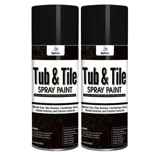 Black Tub Tile Spray Paint High Gloss Spray Paint Waterproof Black Bathtub Tile Refinishing Kit for Tiles Ceramic Porcelain Fiberglass Resurfacing Bathroom Walls Bathtubs Sinks Countertops Toilet