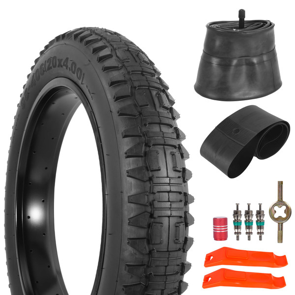 WEIYINGSI Heavy Duty 20x4 98-406 E-Bike Fat Tire, High-Performance Wear-Resistant 20X4.0 Fat Tire and Tube Set for 20 Inch E-Bike Mountain Snow Bike Tire - 1Pack