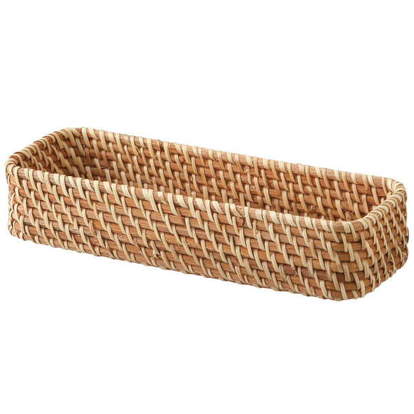 MUJI 37525702 Overlapping Rattan Rectangular Box, Half, Shallow, Width 10.2 x Depth 3.5 x Height 2.4 inches (26 x 9 x 6 cm)