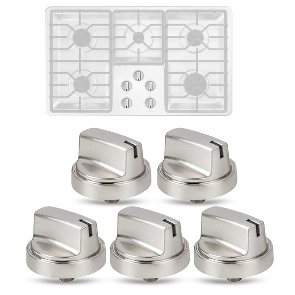5Pcs Upgraded WB03X29300 Gas Stove Knobs for GE Range Surface Burner Knob, Gas Range Knobs Replacements for JGP3030SL1SS JGP3030SL2SS Cooktop Knob Replace for GE Part Number AP6301265 4585904