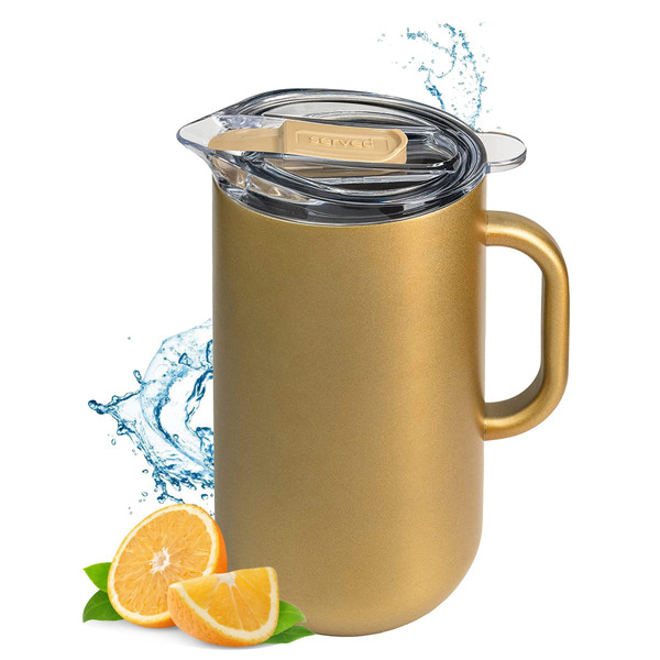 Served Premium Insulated Pitcher (2L/66oz) - Double Walled, Copper Lined Stainless Steel Pitcher with Lid - Vacuum Insulated Carafe for Hot Coffee, Tea, Iced Drinks, Water, Cocktails, and More