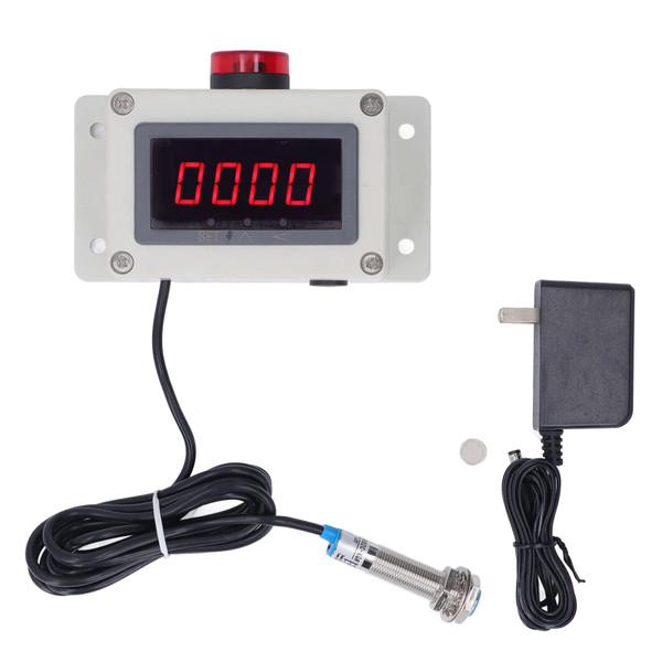 Motor Tachometer Easy Installation Magnetic Induction Hall Sensor Anti Interference Digital RPM Speed Meter with Alarm US Plug 100‑240V