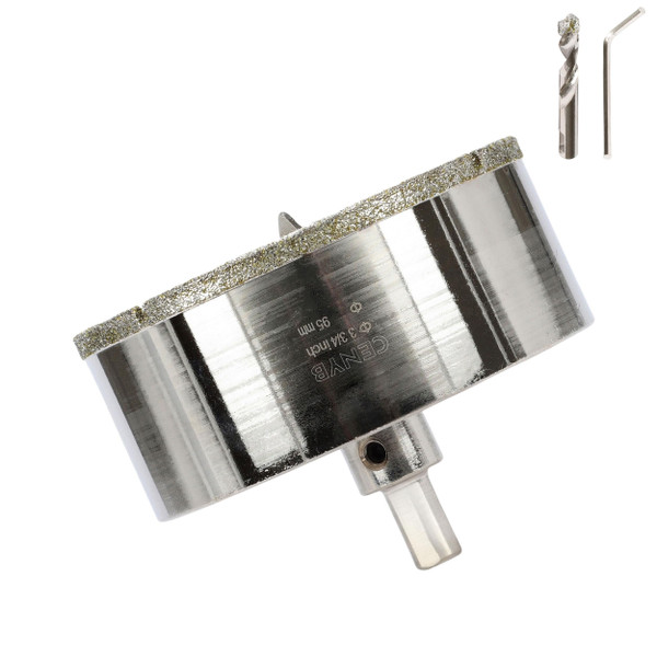 3-3/4inch | 95mm Diamond Hole Saw with Center Drill bit and Diamond-Coated Center Drill bit for Ceramic Glass Marble Fiberglass Granite and Porcelain Tiles by CENYB