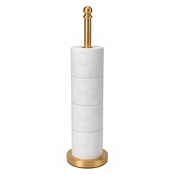 Songtec Toilet Paper Holder Stand Reserve for Bathroom, Holds 4/5 Rolls, Compact TP Roll Holder Storage, Stainless Steel (Gold)