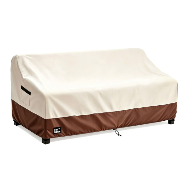 Finiboko 3-Seater Outdoor Sofa Cover, 76Wx32Dx31H inches Outdoor Furniture Covers Waterproof,100% Waterproof Heavy Duty Patio Furniture Covers,Beige&Brown Modern Style Outdoor Couch Cover