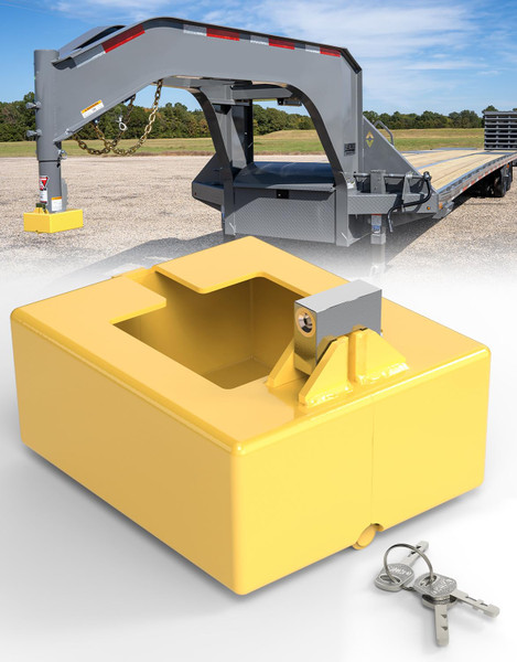 Rvdeaa Gooseneck Trailer Lock, Gooseneck Lock for Trailers, Fits Round and Square Trailer Tubes, Gooseneck Lock Fits Most 7 Inch Baseboard Couplers - Fluorescent Yellow