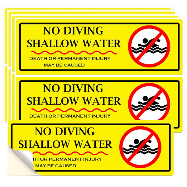 No Diving Sign No Diving Shallow Water Stickers Pool Signs for Swimming