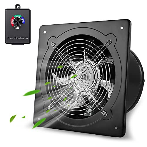 WiseWater 6 Inch Black Exhaust Fan, 110V Wall Mount, 353 CFM (Black)