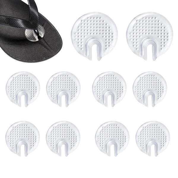 5Pairs Non-Slip Clear Silicone Thong Sandal Toe Protectors with Grain Surface Toe Cushions Gel Toe Separators Toe Guards Cushions Sandal Flip-Flop Toe Protectors