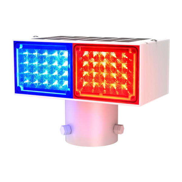 Aolyty Solar Strobe Light, Bright Red & Blue Light Flashing IP65 Waterproof Solar Warning Light Double-Sided Caution Lights 2 Modes 80 LEDs for Construction Site, Dock, Crossroad, Driveway (1)