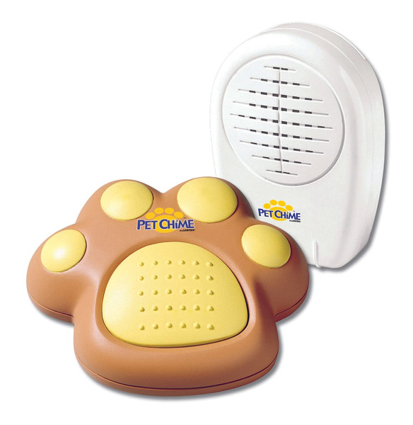 PantsSaver Lentek Pet Chime Cordless Doorbell Training System 2 Piece Set, Includes Pet Chime Receiver and Pet Paw Transmitter,Transmitter: Brown/Yellow. Receiver: White,Standard,PP10G