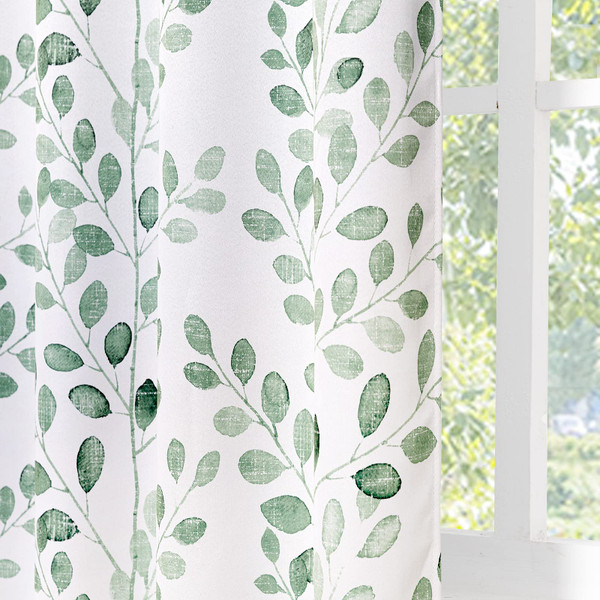 MYSKY HOME Living Room Curtains 90 inch Long Thermal Insulated Room Darkening Curtains for Dining Room Patio Leaf Pattern Grommet Soft Drapes for Bedroom, Wide 52, Sage Green, 2 Pcs