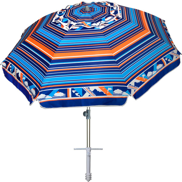 AMMSUN 7ft Heavy Duty High Wind Beach Umbrella Parasols with sand anchor & Tilt Sun Shelter, UPF 50+ Protection Outdoor Sunshade Umbrellas Carry Bag for Patio Garden Pool Backyard Multicolor