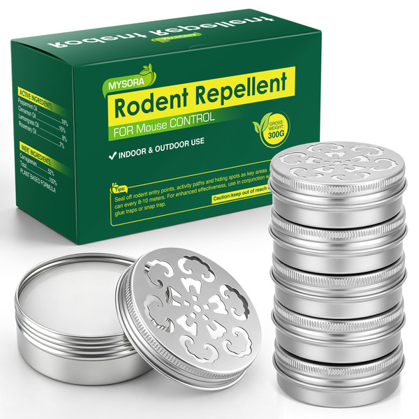 Mysora 6 Pack Natural Rodent Repellent for Car Engines – Peppermint Oil Mouse Repellent for Mice and Rats, Safe for Pets, People & Plants, Indoor & Outdoor Use (Lasts 2-3 Months)
