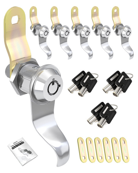 Naissian RV Locks for Storage Door 7/8 Inch, RV Compartment Locks for Camper Travel Trailer Cabinet with Keys 7/8", Pack of 6 Locks with 6 Keyed Alike with Manual