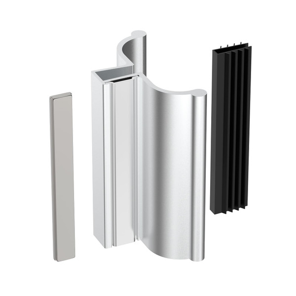 3" Chrome Frameless Shower Door Handle with Metal Strike and 3" Shower Door Magnet for 1/8" 5/32" 3/16" and 1/4" Thick Swing Glass Door, Shower Door Handle, Shower Doors Replacement Parts