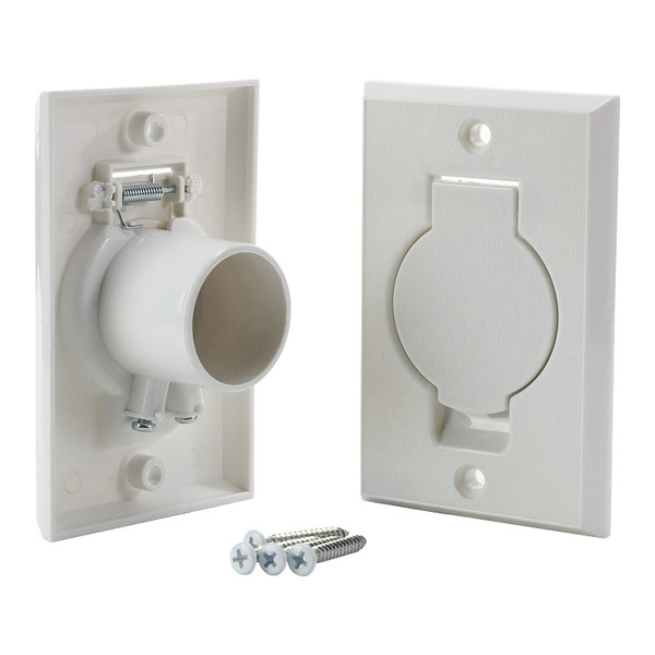 Pokin Standard Central Vacuum Wall Plate Inlet Valve Cover, for Beam Central Vac Installation Parts, Nutone Vacuum Wall Plate, White Round Door - 2 Pack