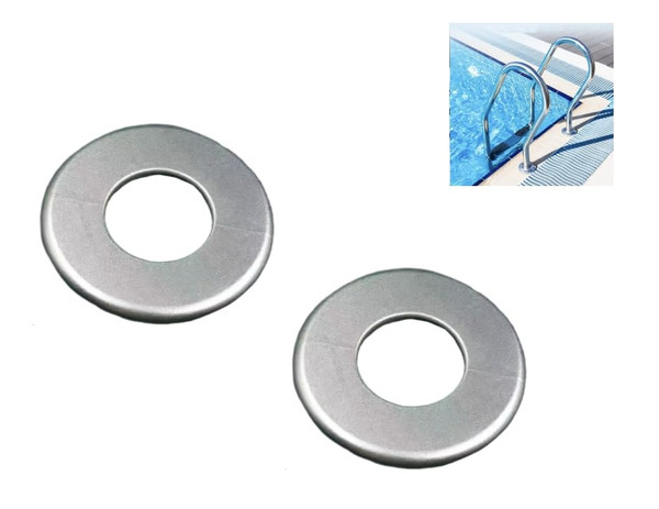 Wyywtc Pool & SPA Ladder, Hand Rail Escutcheon Plate Cover Replace，Pool handrail Base Decorative Cover (2 PCS Silver), WY-ZSG-2W-80