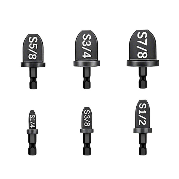 6Pcs Swaging Tool HVAC, Air Conditioner Copper Tube Swage Expander, Flaring Drill Pipe Expander Tubing Set 1/4'', 3/8'', 1/2'', 5/8'', 3/4'', 7/8'' Bits