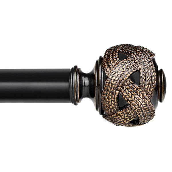 USFOOK Curtain Rods for Windows 32-58 Inch, Black, Adjustable Drapery Rod
