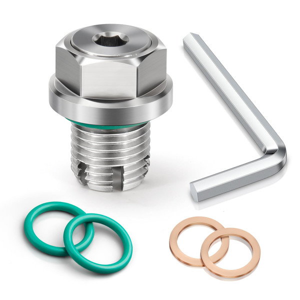OxyGenie 1/2-20 Double Oversize Piggyback Oil Drain Plug, Stainless Steel Self Tapping Oil Pan Thread Repair Kit
