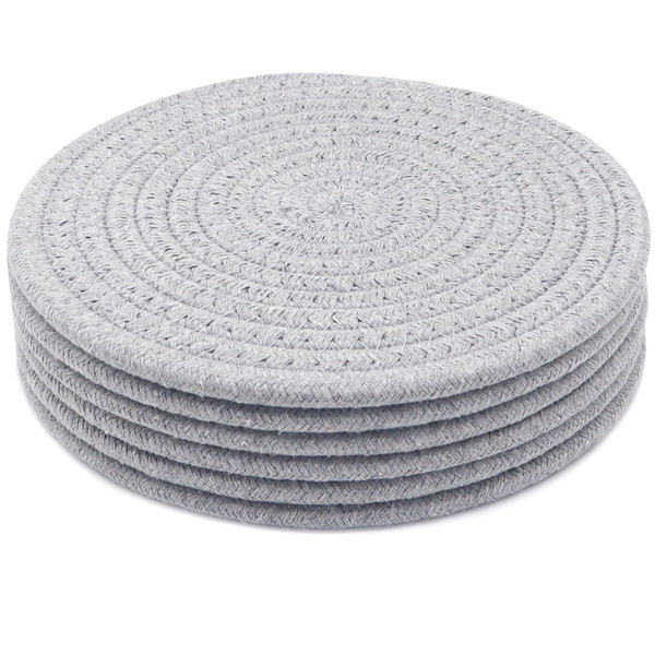 KITLAB 8 Inch Trivets for Hot Dishes, Hot Pots and Pans, Thick Heat Resistant Large Coaster for Kitchen, Hot Pads, Kitchen Essentials, Kitchen Decor for Table & Countertop, 6 Pcs