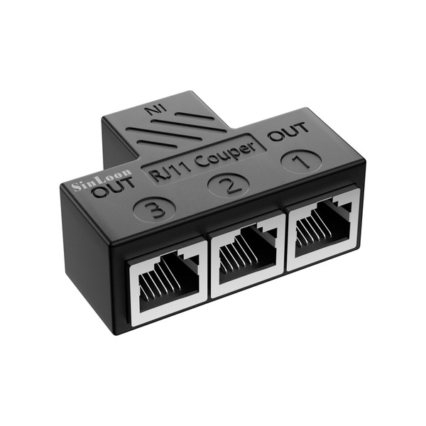 SinLoon RJ11 Coupler RJ11 Female to 3 Female 6P6C Telephone Inline Coupler Telephone Extension Adapter for Landline Fax Machine (1 to 3)