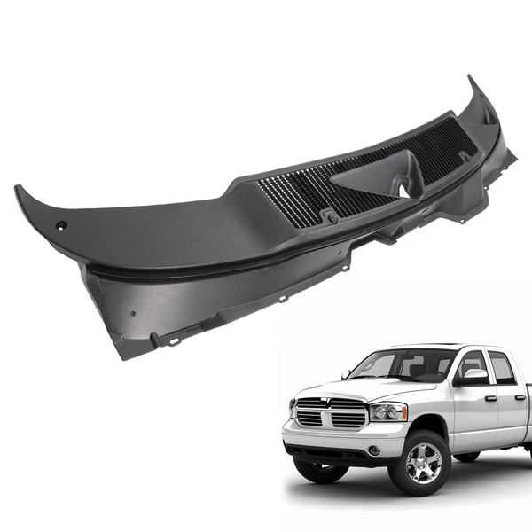 HECASA Front Windshield Wiper Cowl Panel Cover Compatible with 2002-2008 Dodge Ram 1500/2003-2009 2500/2003-2010 3500 Replacement for 55056006AG Window Wiper Cowl Panel Cover Vent Grille Plastic Black