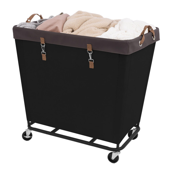 StorageWorks Laundry Basket with Wheels for Clothes, 320L Black Hamper Cart