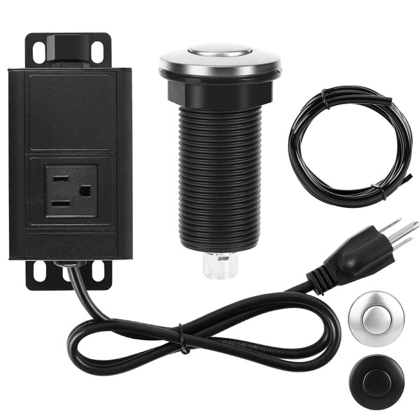 Air Switch Kit for Garbage Disposal, Sink Top Air Switch for Food Waste Disposal, 3.58” Extra Long Air Button (Brushed Stainless Steel)